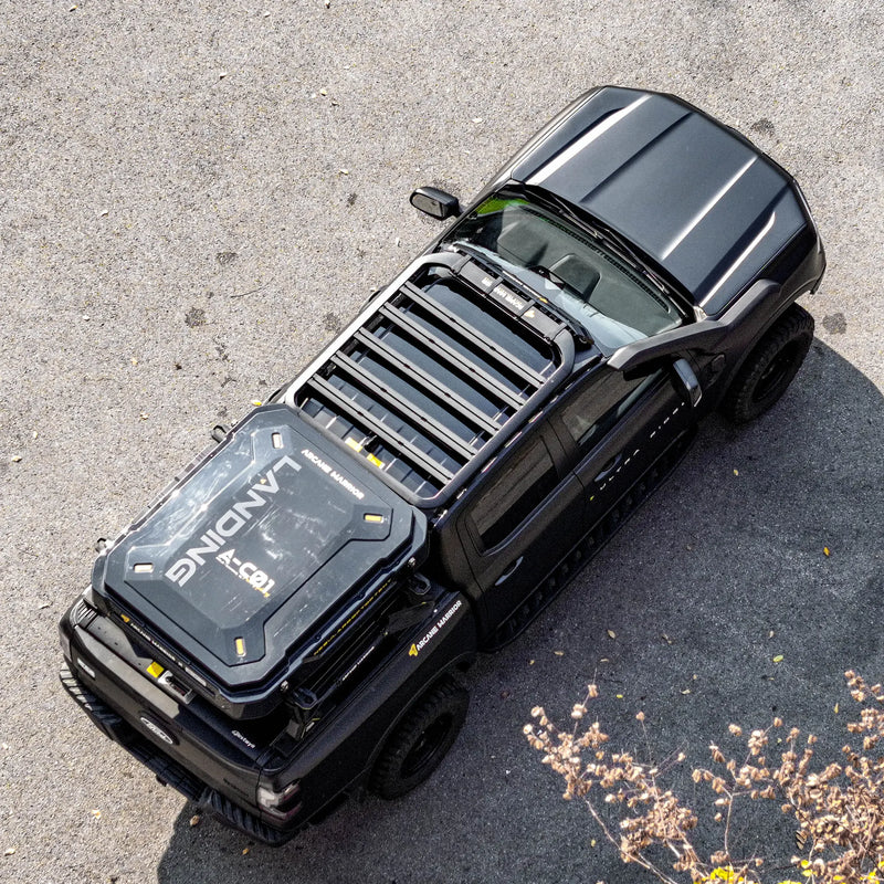 Top view of a Ford Ranger with the STORM roof rack