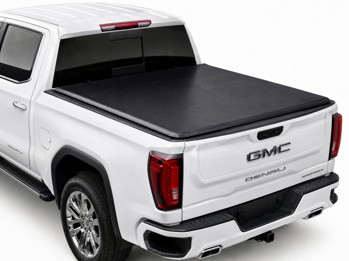 TruckTon soft tri-fold tonneau cover closed — low, flush profile