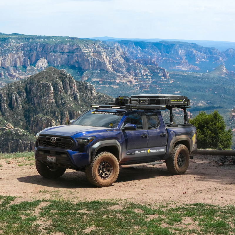 Tacoma with M'LinkX roof rack at a canyon overlook