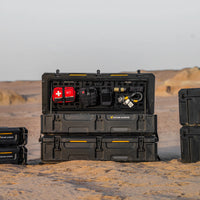 Stacked FLEX cargo cases with an organised first-aid kit inside — view 4