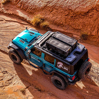 Aerial view of FLEX cases on a Jeep roof rack in red rock country — view 7