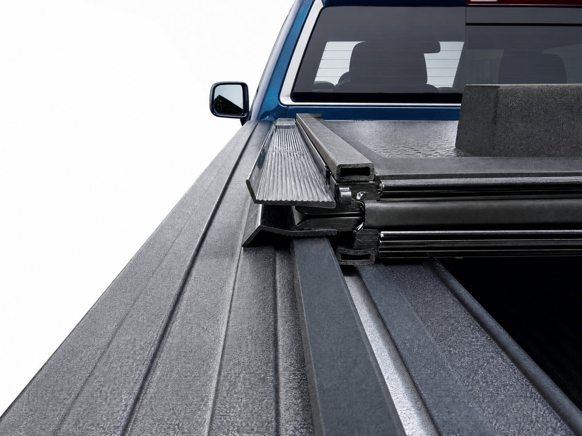 Clamp-on side rail and hinge seal close-up