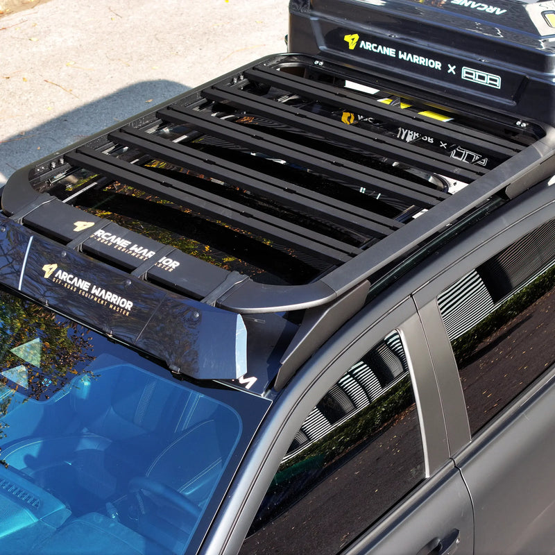 STORM roof rack on a Ford Ranger cab with a rooftop case, close-up