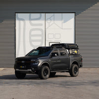 2024+ Ford Ranger with STORM roof rack, front three-quarter view — view 4