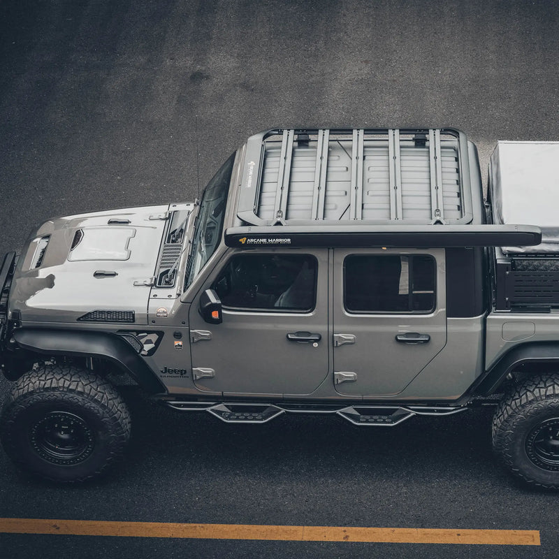 STORM roof rack on a Gladiator hard top, side close-up