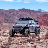 Jeep Gladiator with STORM roof rack in the desert, front view — view 6