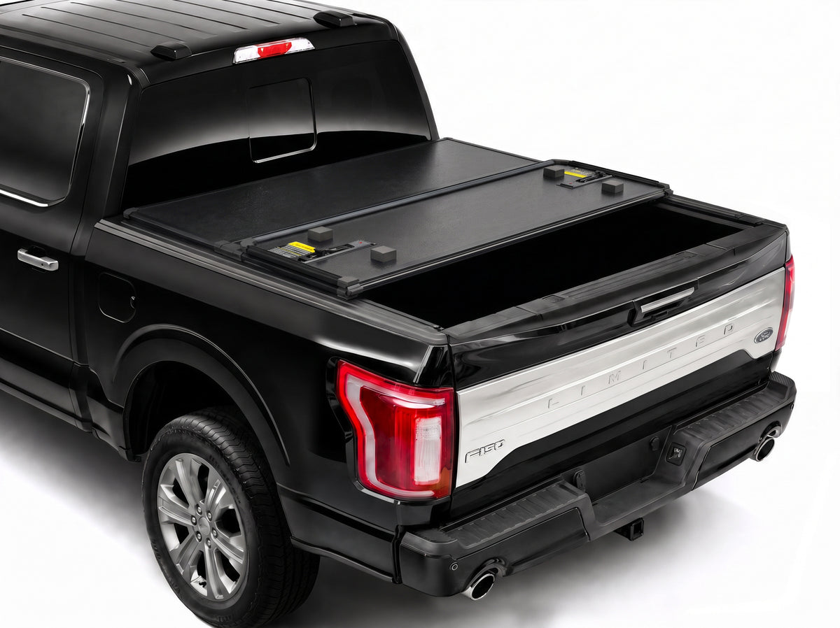 Low-profile cover partially folded for bed access