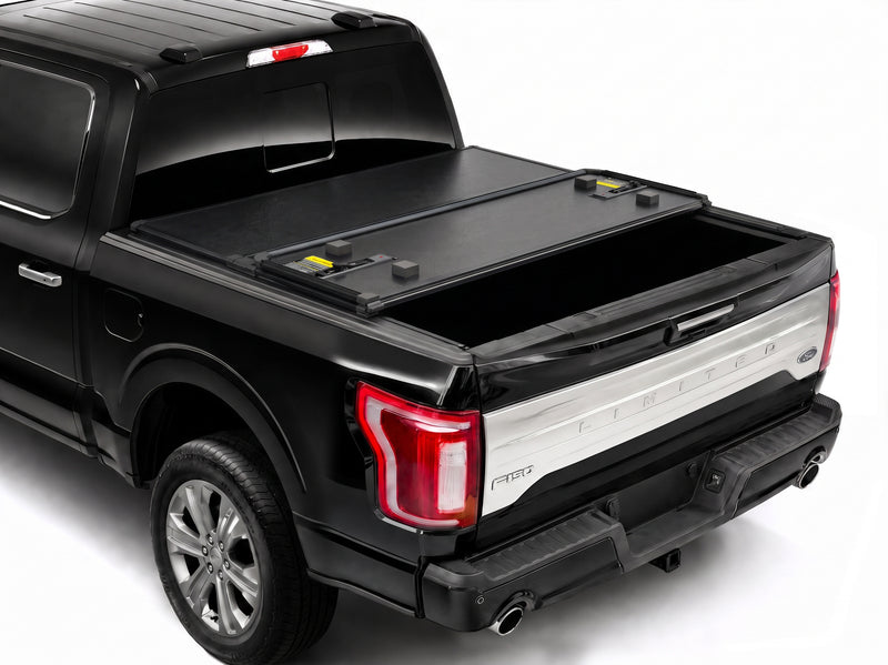 Cover folded toward the cab for flexible bed access