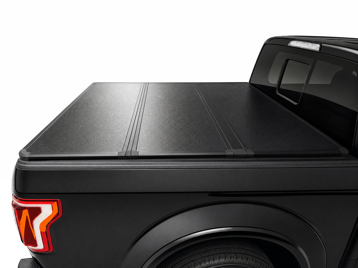 Low-profile cover sitting flush with the bed rails