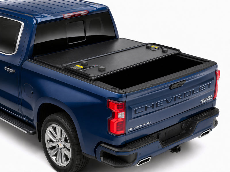 Cover folded toward the cab for flexible bed access
