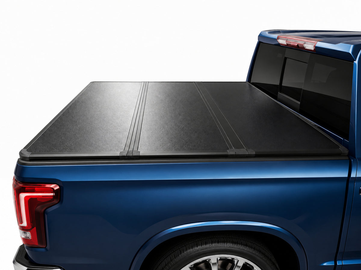 Low-profile cover sitting flush with the bed rails