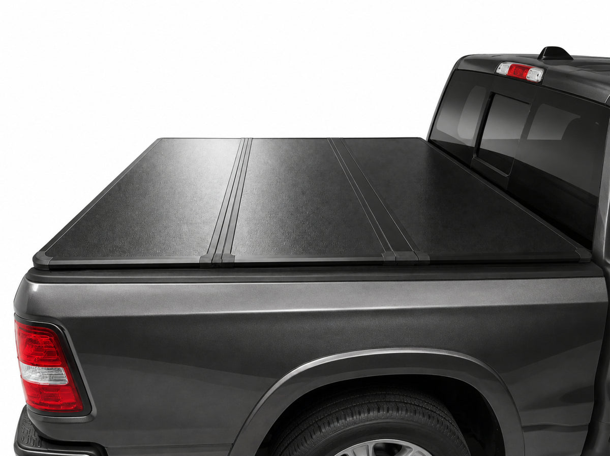 Low-profile cover sitting flush with the bed rails