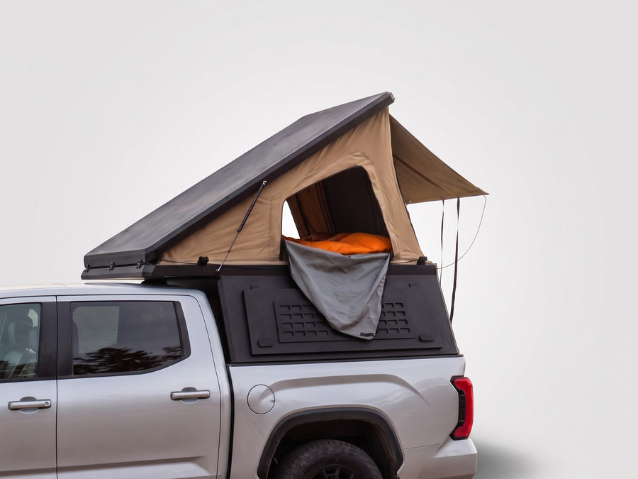 Single Pop-Up truck cap camper on a Chevy Colorado, shown for comparison with the Double Pop-Up