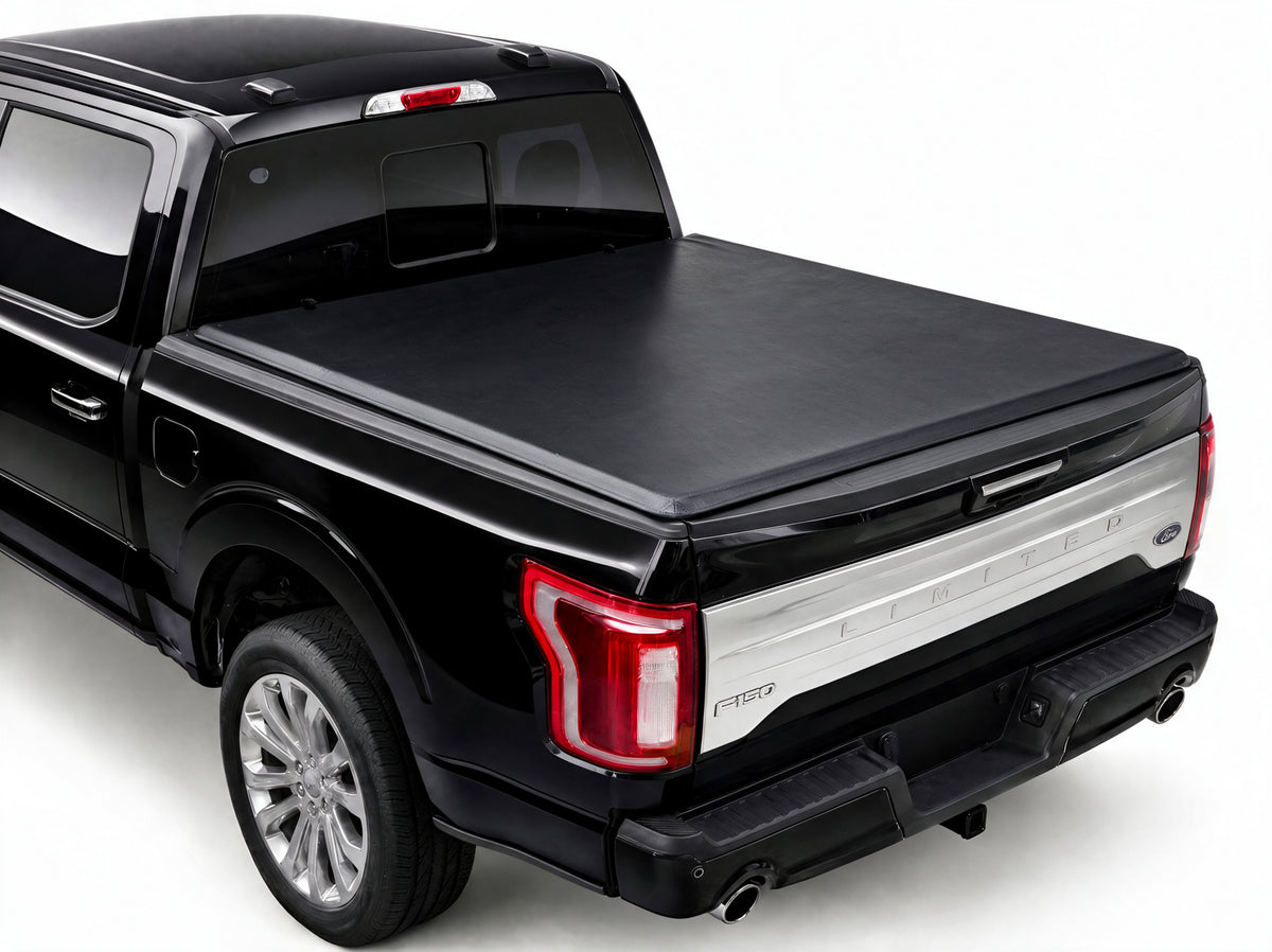 TruckTon soft tri-fold tonneau cover closed — low, flush profile