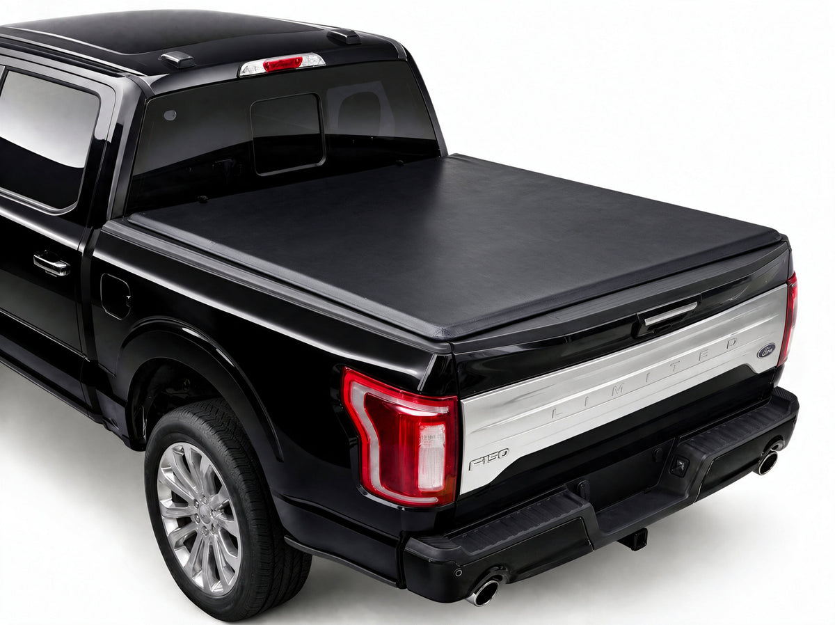 TruckTon soft tri-fold tonneau cover closed — low flush profile