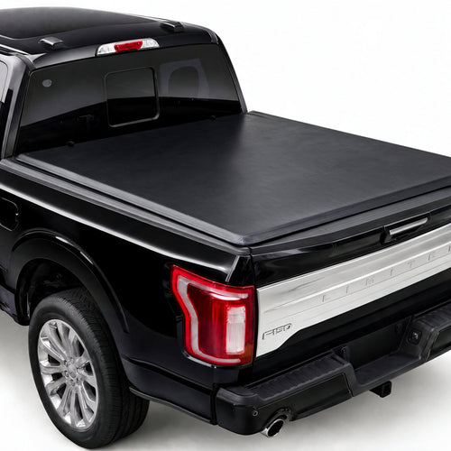 TruckTon soft tri-fold tonneau cover closed — low flush profile